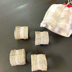 Silver Beaded Napkin Rings PIER 1 Imports -NEW in Bag -Set Of 8 - Round